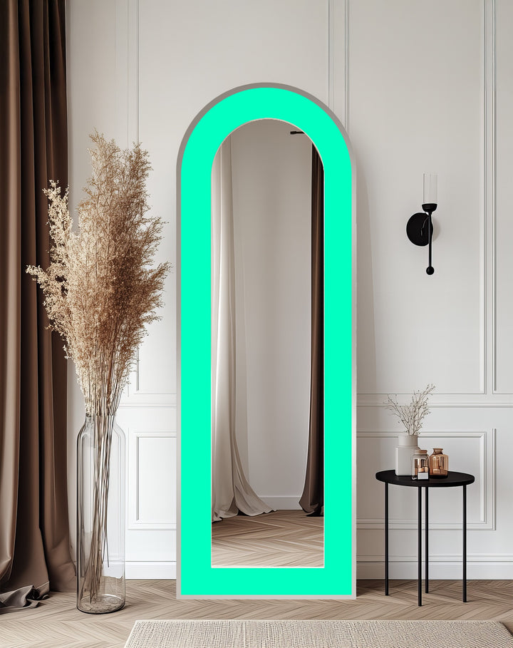 Aqua Green - Abstract Floor Mirror