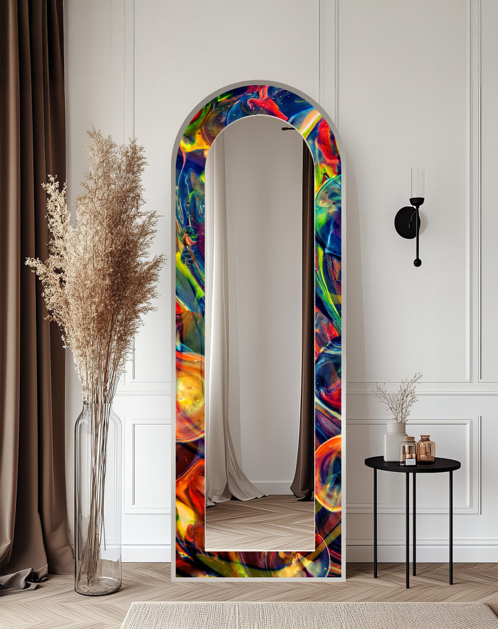 Cosmic Spectrum – Abstract Rainbow Swirl Floor Mirror