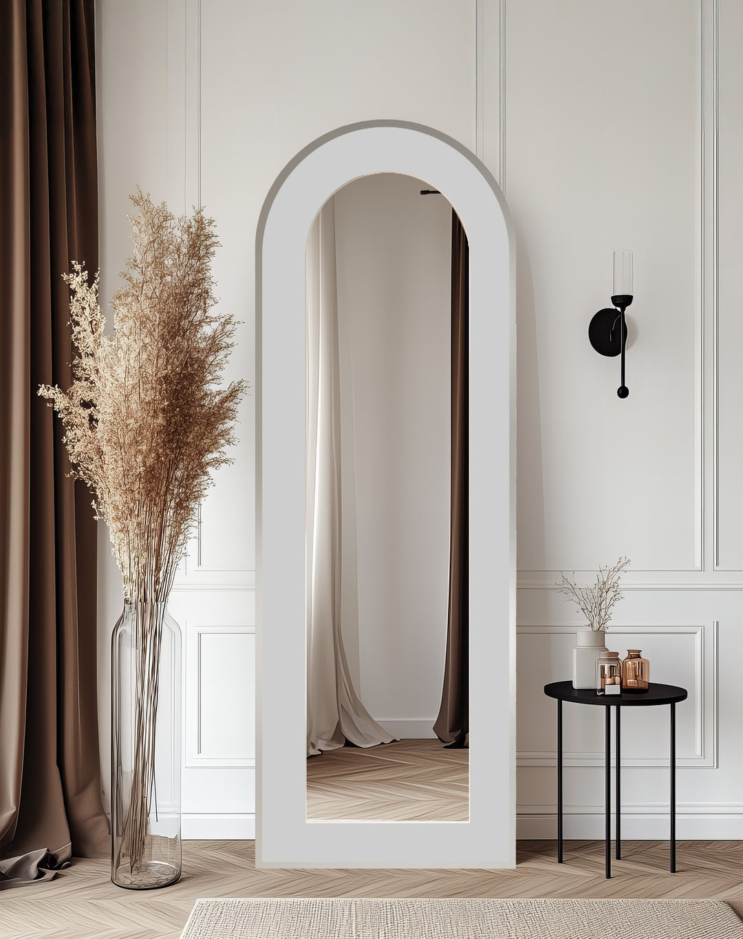 Soft Gray - Abstract Floor Mirror