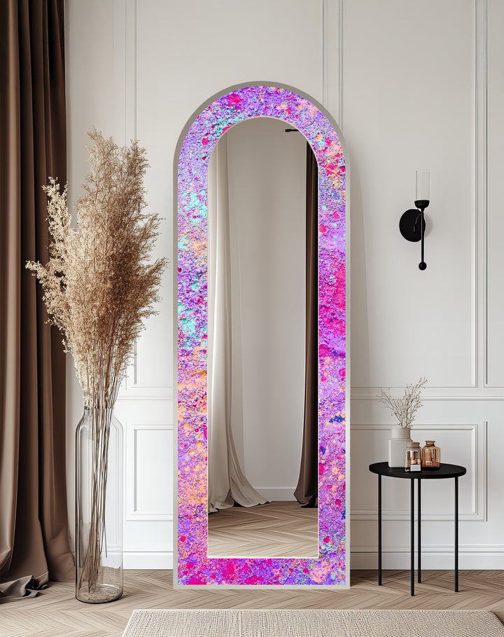 Cosmic Bloom – Abstract Floor Mirror