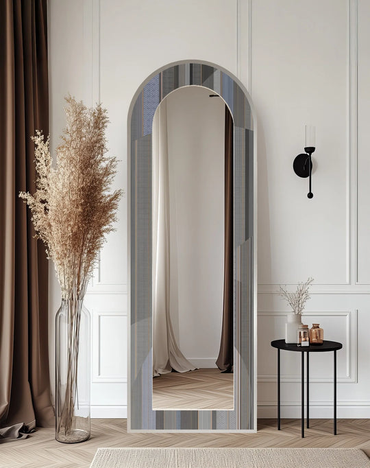 Minimalist Patterned Grey - Abstract Floor Mirror - MyPhotoStation