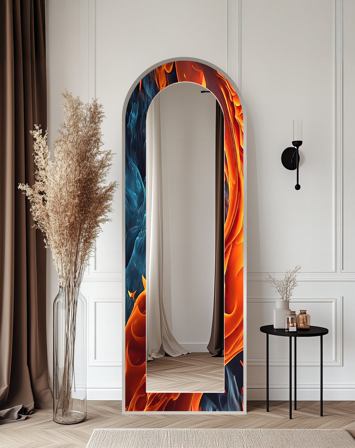 Fire & Ice Dual Flow – Abstract Floor Mirror
