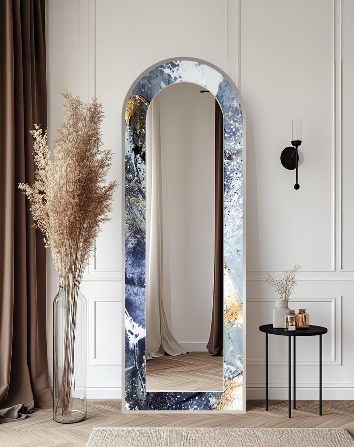 Midnight Sky Elegance – Abstract Floor Mirror