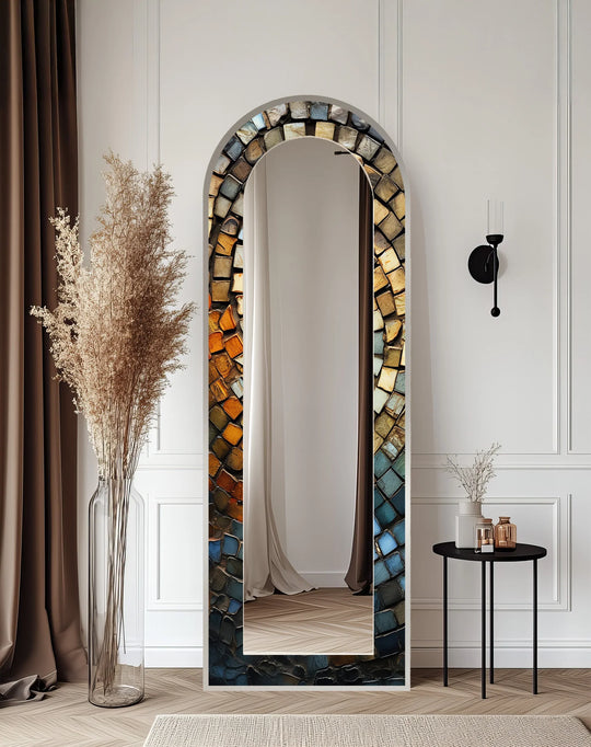 Rustic Arched Mirror – Mosaic Floor Mirror - MyPhotoStation