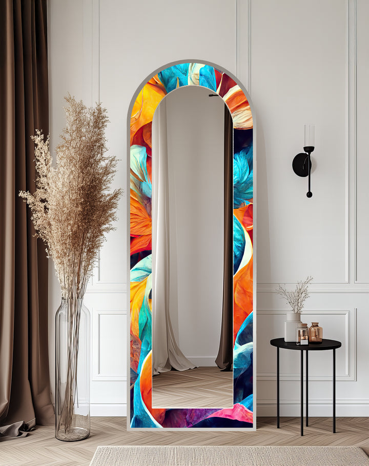 Vibrant Color Flow – Abstract Floor Mirror
