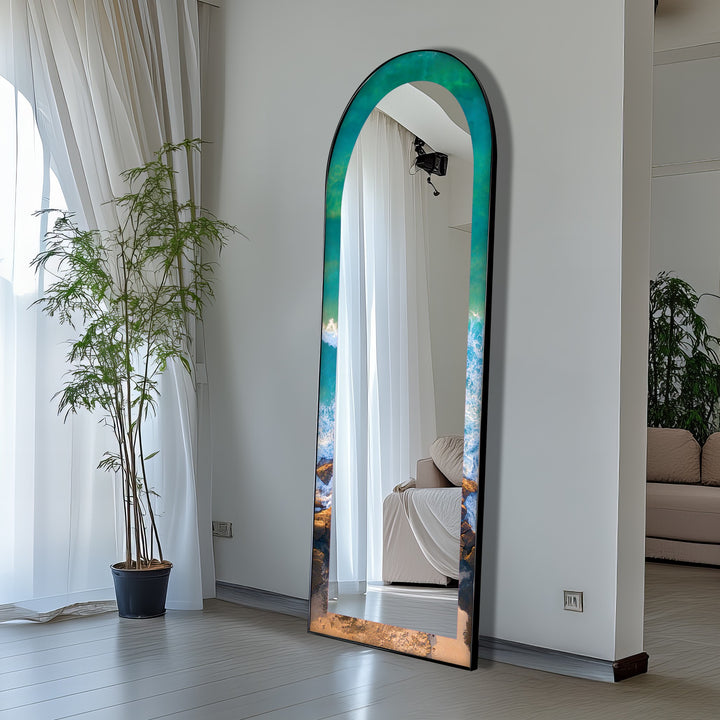 Coastal Horizon – Aerial Ocean Shoreline Floor Mirror