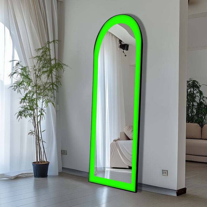 Neongrün - Abstrakter Standspiegel 