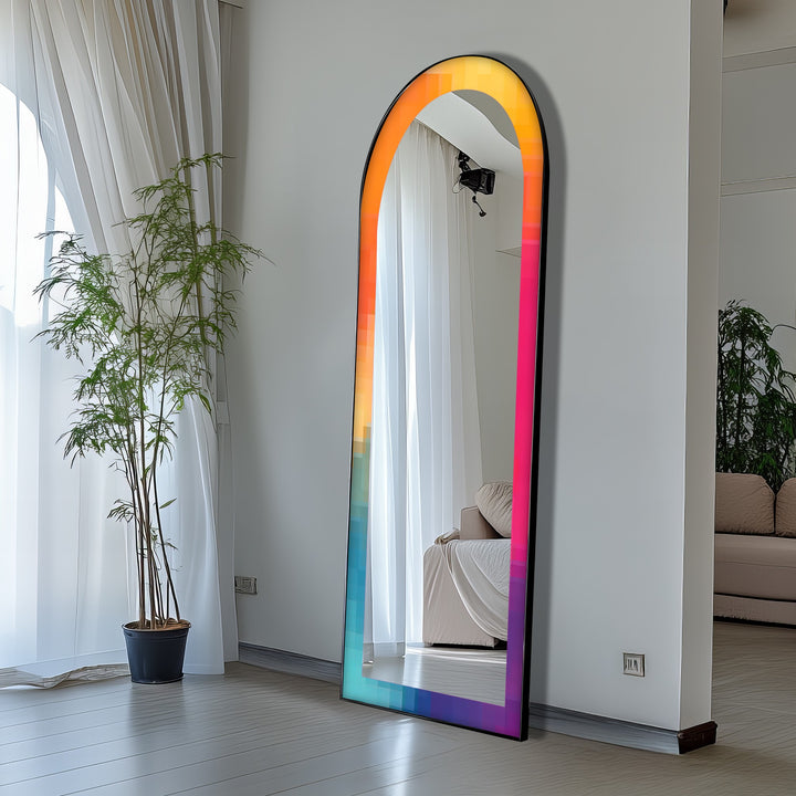 PixelGlow Fusion – Abstract Floor Mirror