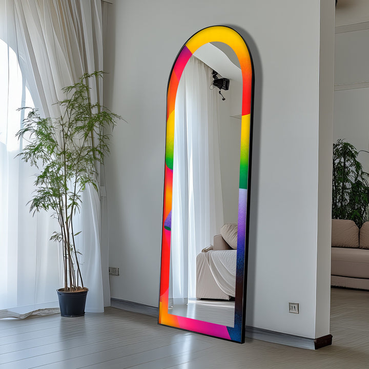 Rainbow Gradient Modern – Abstract Floor Mirror