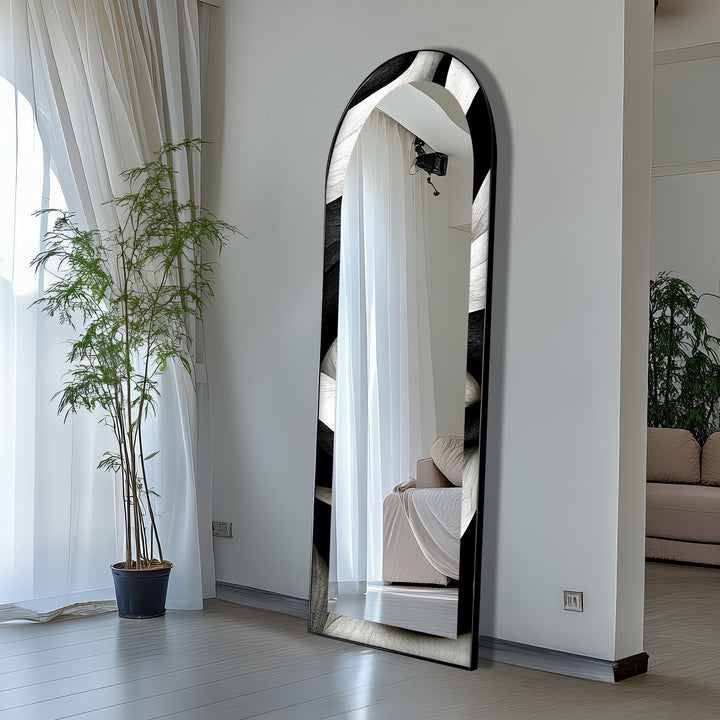 Black and White Wave - Full Lenght Floor Mirror
