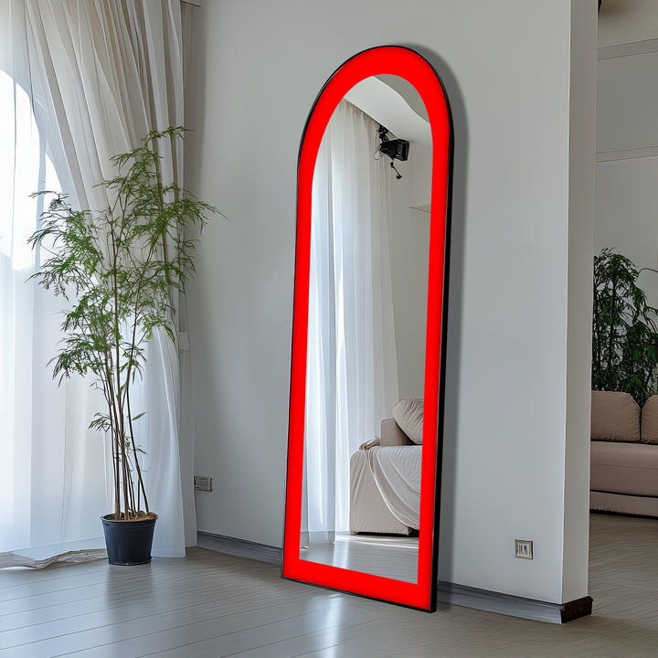 Red - Abstract Floor Mirror