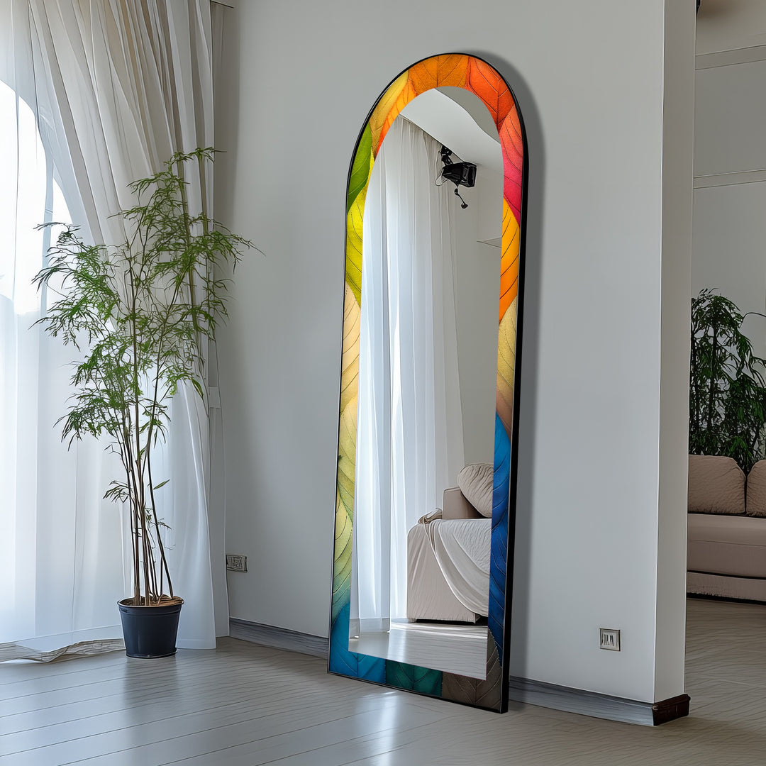 Botanic Spectrum – Abstrakter Standspiegel mit Blattmuster 