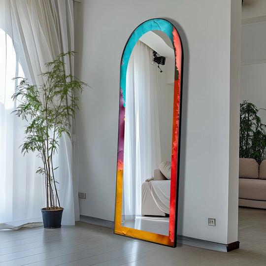 Ripped Rainbow Waves – Abstract Floor Mirror - MyPhotoStation