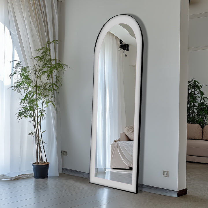 Soft Gray - Abstract Floor Mirror