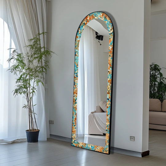 Sun-Drenched Harmony – Mosaic Floor Mirror - MyPhotoStation