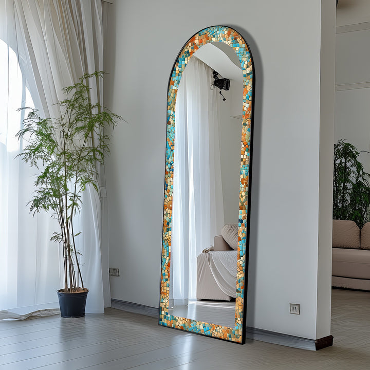 Sun-Drenched Harmony – Mosaic Floor Mirror