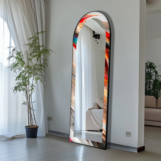 Fluid Colorburst Brushstroke – Abstract Floor Mirror - MyPhotoStation