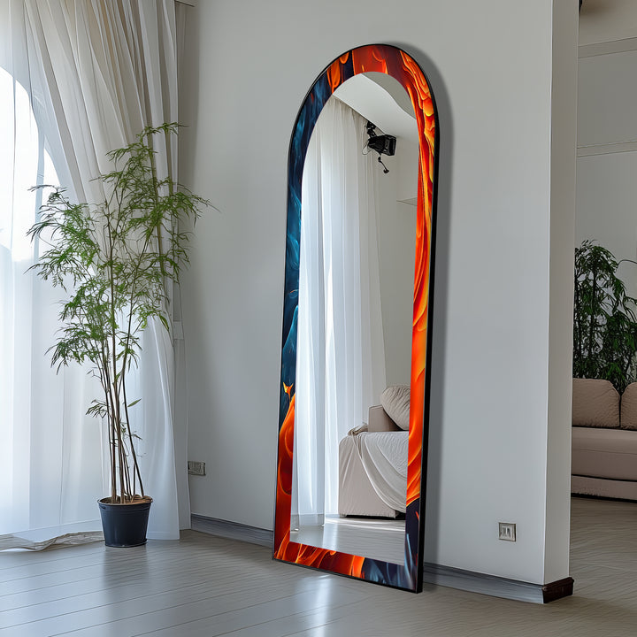 Fire & Ice Dual Flow – Abstract Floor Mirror