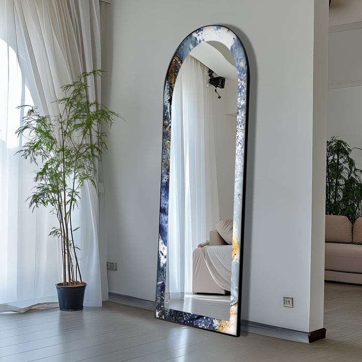 Midnight Sky Elegance – Abstract Floor Mirror