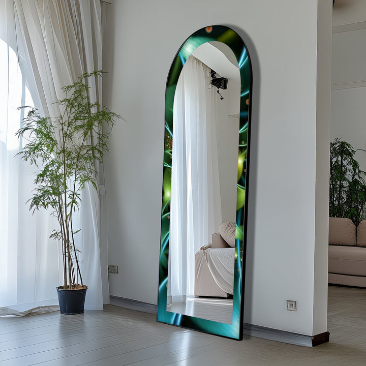 Botanic Lightflow Texture – Mystical Green Floor Mirror