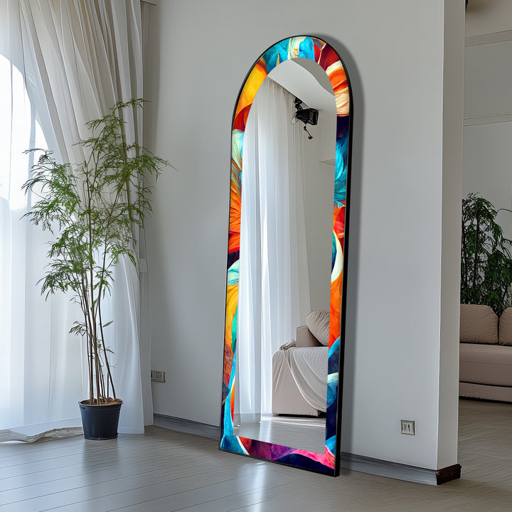 Vibrant Color Flow – Abstract Floor Mirror