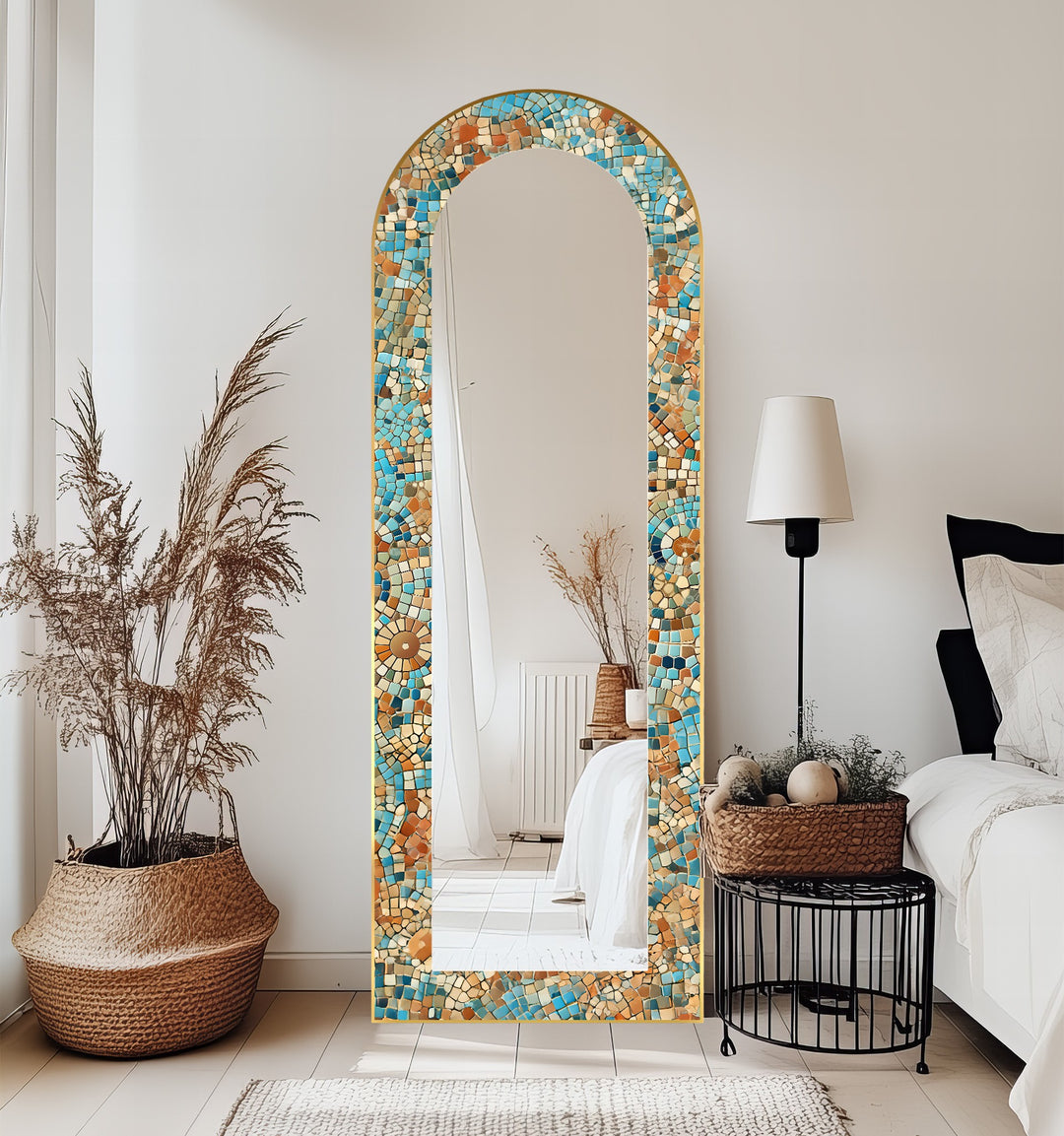 Sun-Drenched Harmony – Mosaic Floor Mirror