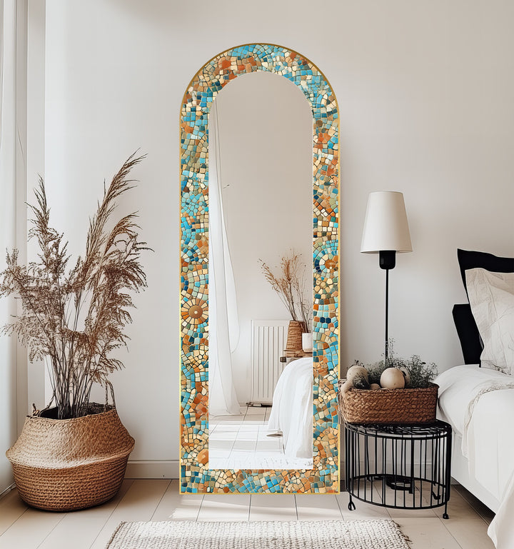 Sun-Drenched Harmony – Mosaic Floor Mirror