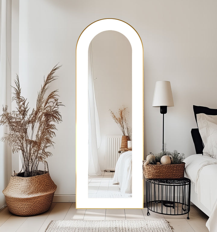 White Modern Minimalist - Abstract Floor Mirror