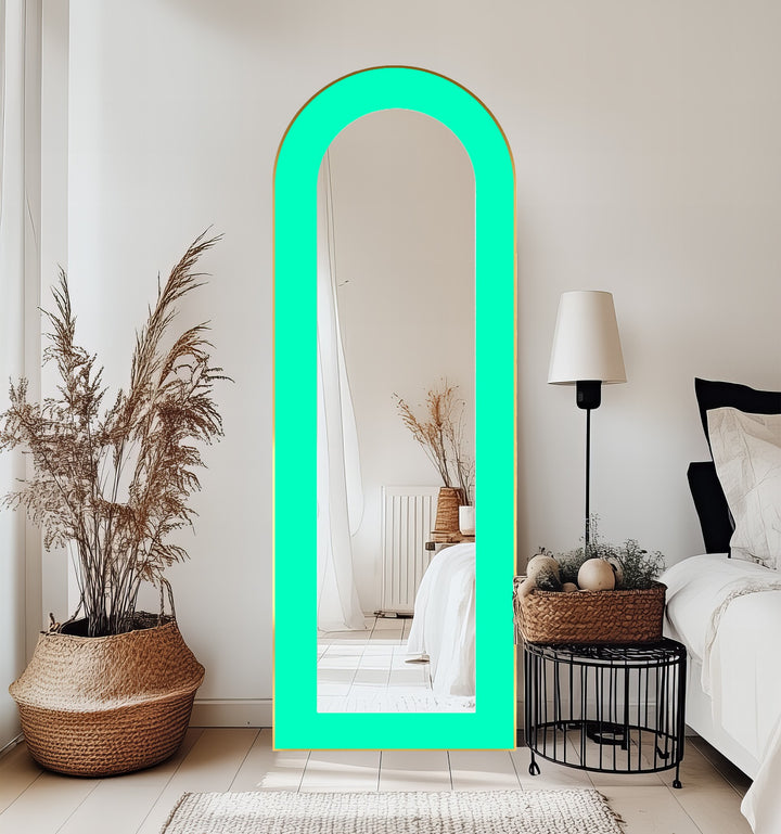 Aqua Green - Abstract Floor Mirror