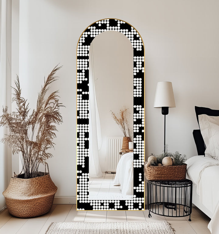 Monochrome Pixel Dot - Ganzkörper-Standspiegel 