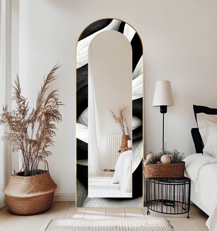 Black and White Wave - Full Lenght Floor Mirror