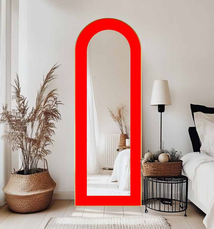 Red - Abstract Floor Mirror