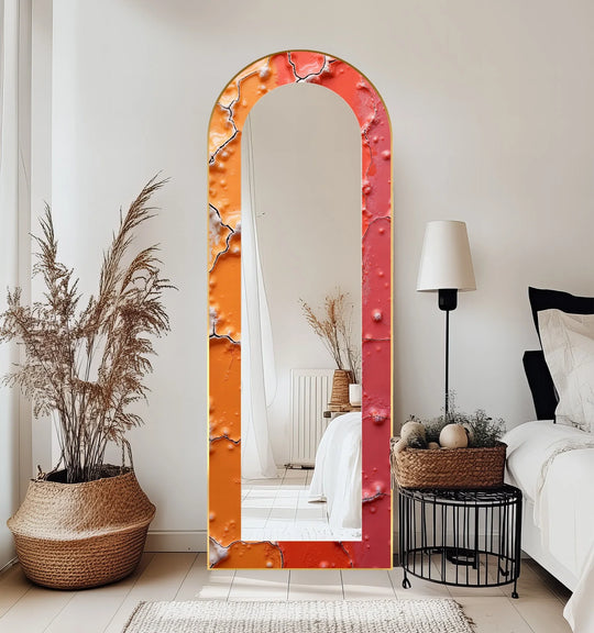 Cracked Lava Red & Orange – Stained Floor Mirror - MyPhotoStation