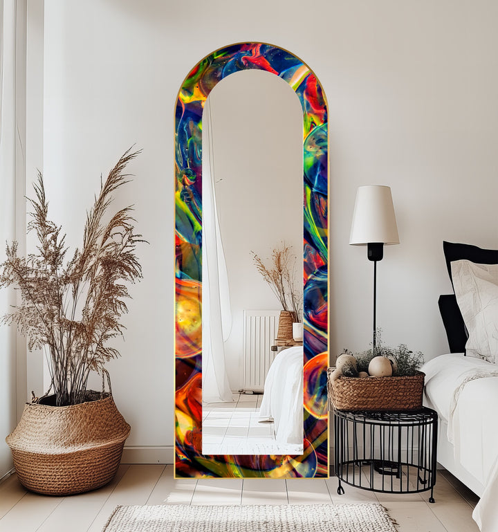 Cosmic Spectrum – Abstract Rainbow Swirl Floor Mirror