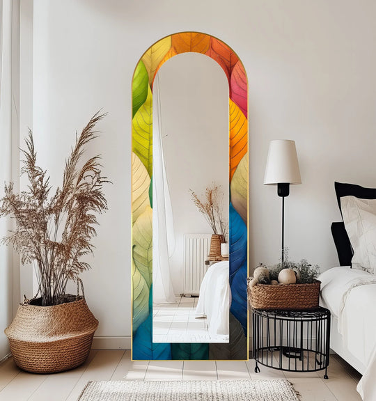 Botanic Spectrum – Leaf Pattern Abstract Floor Mirror - MyPhotoStation