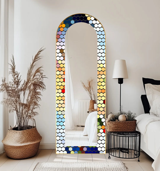 Polka Pop Spectrum – Color Dot Modern Floor Mirror - MyPhotoStation