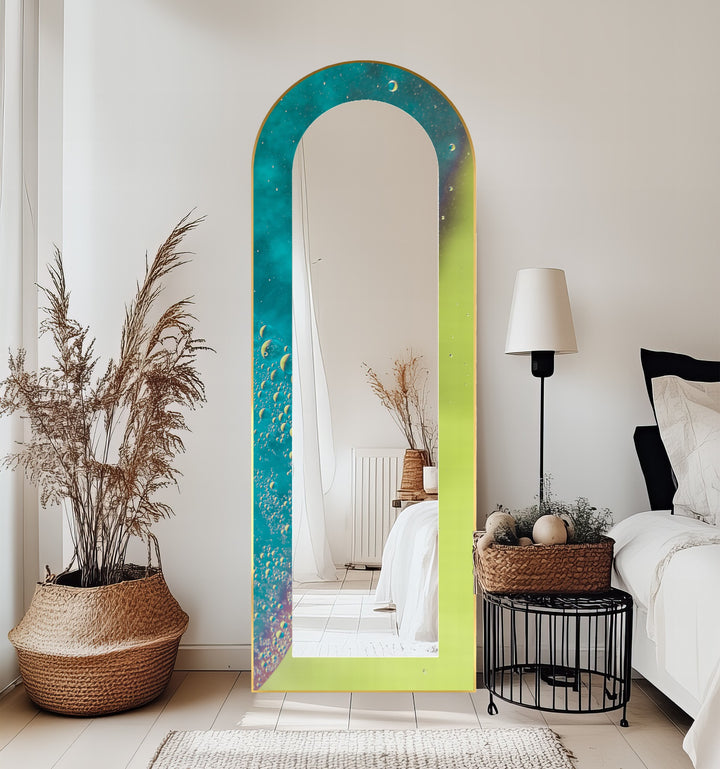 Celestial Green and Teal – Abstract Floor Mirror