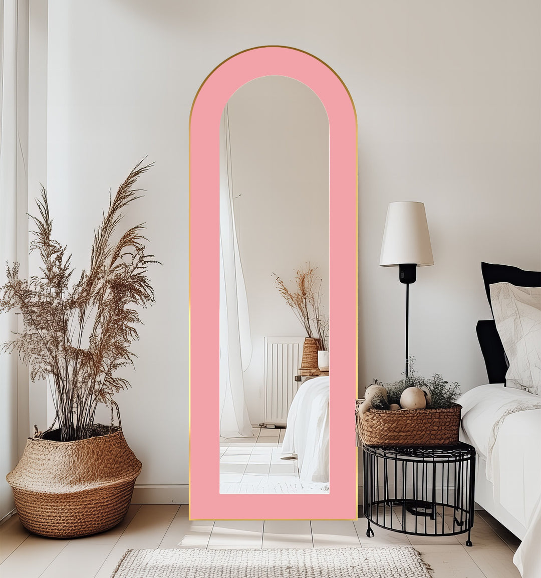 Soft Pink - Abstract Floor Mirror