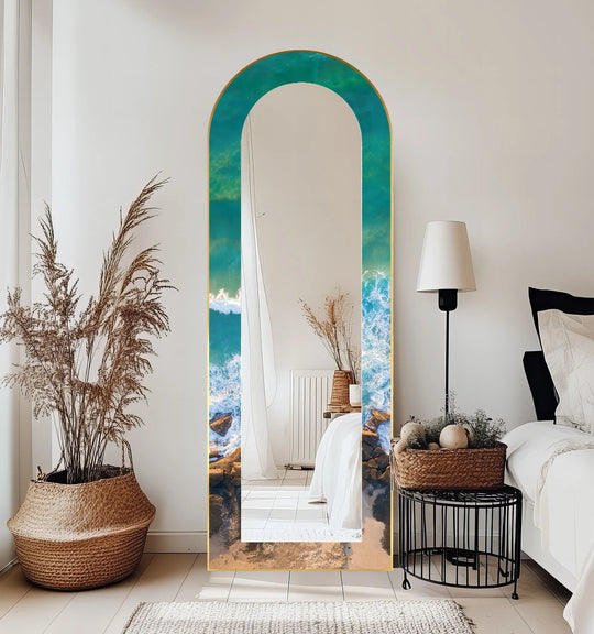 Coastal Horizon – Aerial Ocean Shoreline Floor Mirror - MyPhotoStation