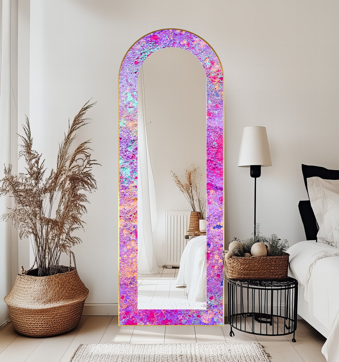 Cosmic Bloom – Abstract Floor Mirror