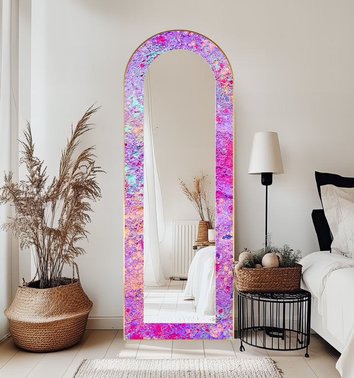 Cosmic Bloom – Abstract Floor Mirror