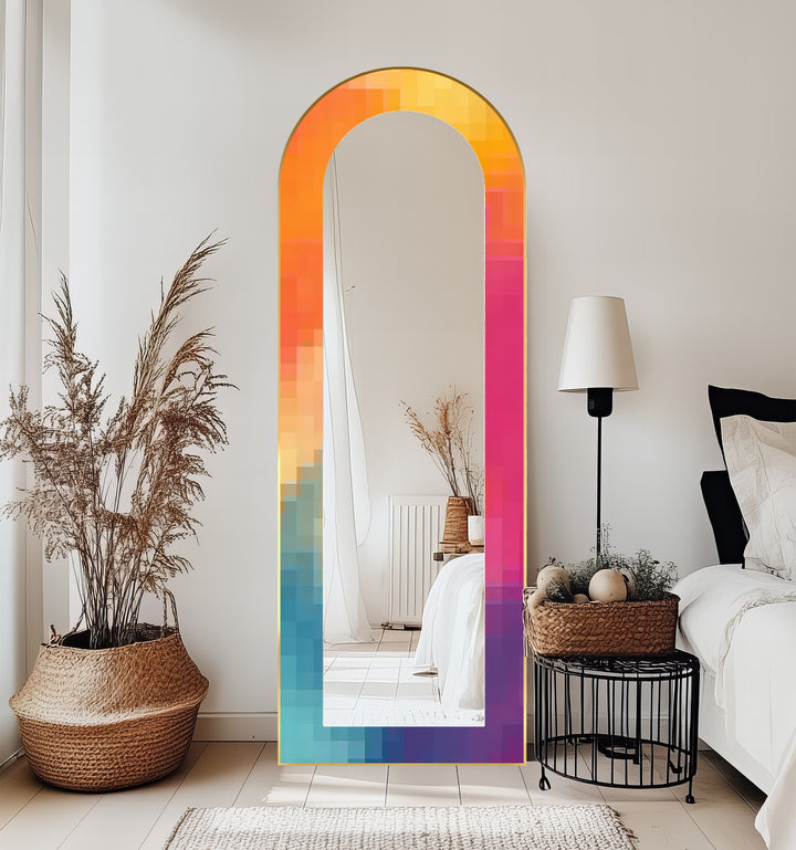 PixelGlow Fusion – Abstract Floor Mirror