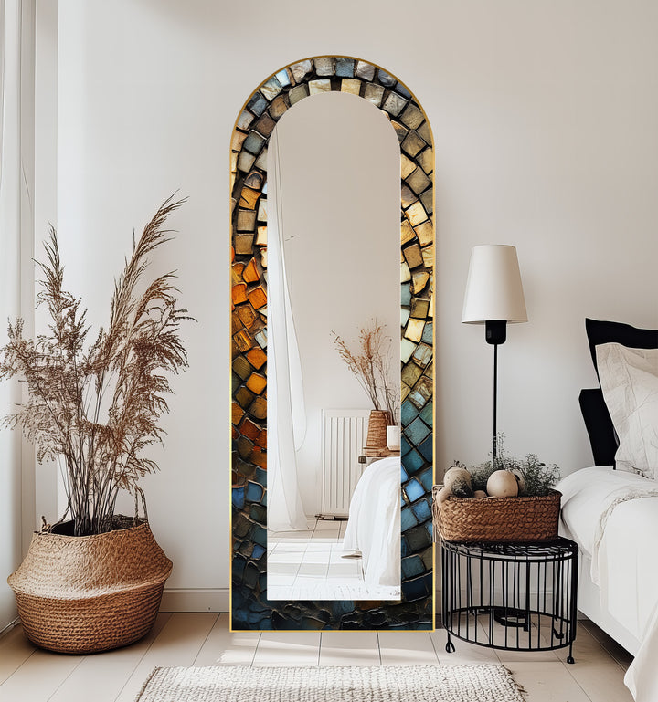 Rustic Arched Mirror – Mosaic Floor Mirror