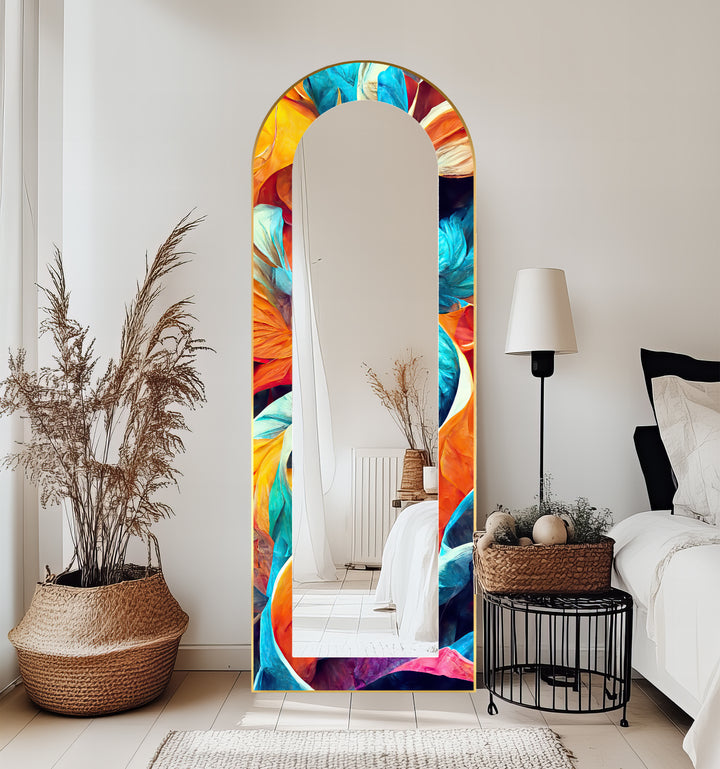Vibrant Color Flow – Abstract Floor Mirror