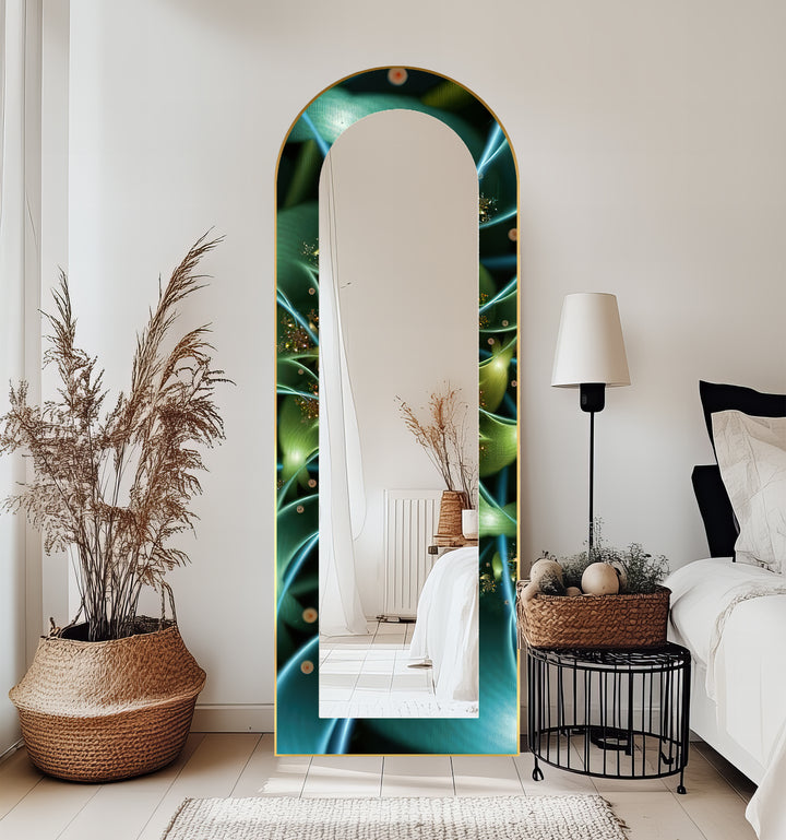 Botanic Lightflow Texture – Mystical Green Floor Mirror