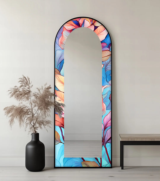 Color Bloom Aura – Floral Floor Mirror - MyPhotoStation