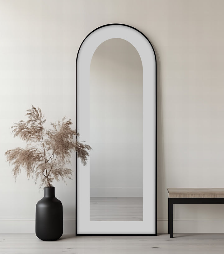 Soft Gray - Abstract Floor Mirror