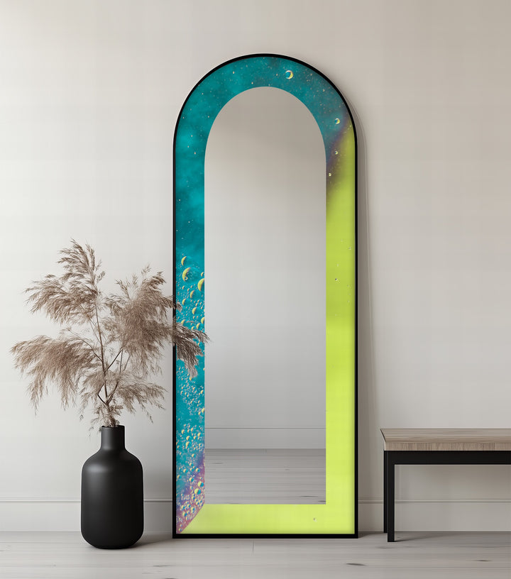 Celestial Green and Teal – Abstract Floor Mirror