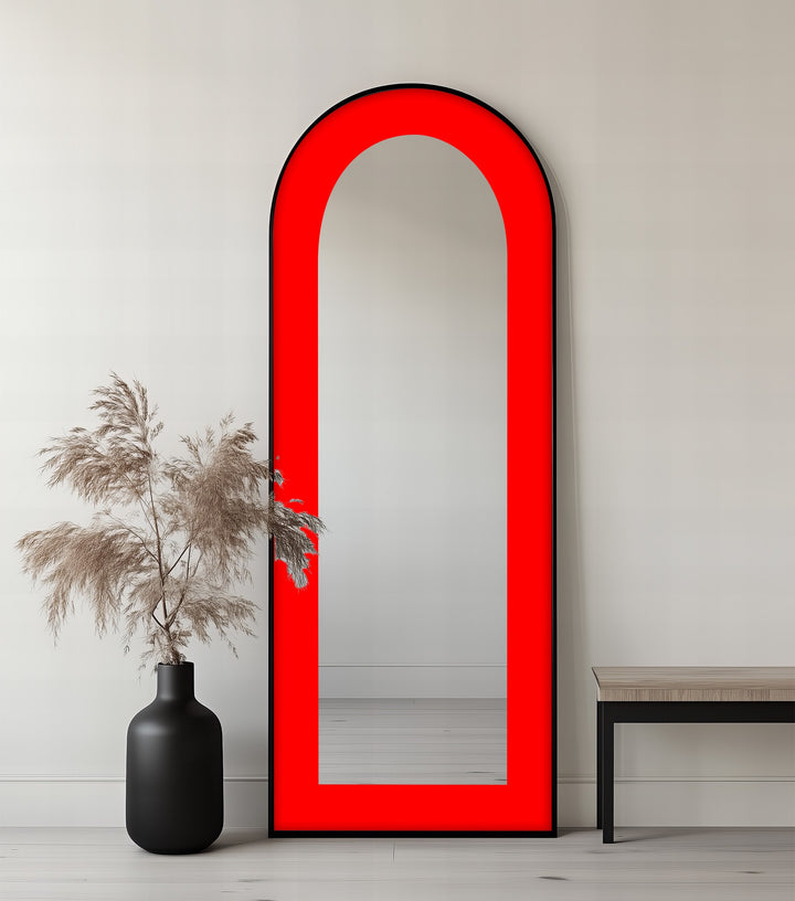 Red - Abstract Floor Mirror