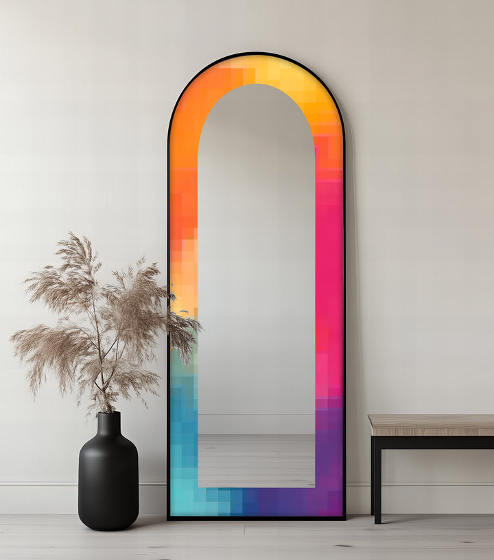 PixelGlow Fusion – Abstract Floor Mirror